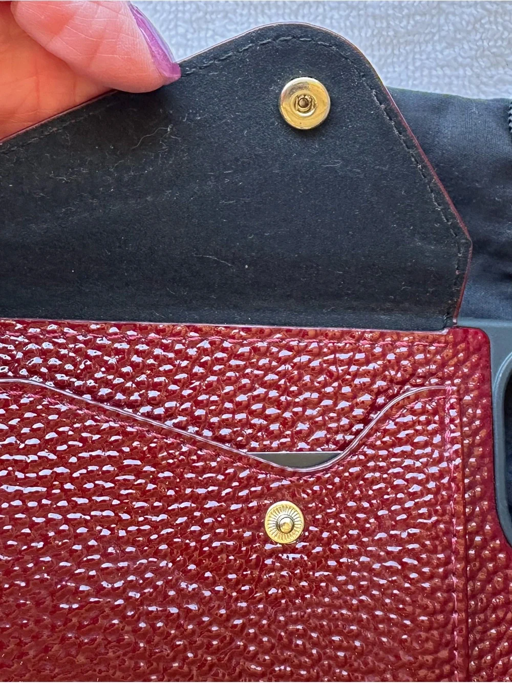 Bandolier Textured Leather Phone Case w/ Card Pocket, Strap & Gold Hand Strap